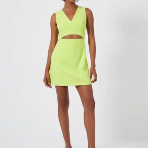 NWT French Connection Whisper V Neck Cut Out Dress in Sharp Green